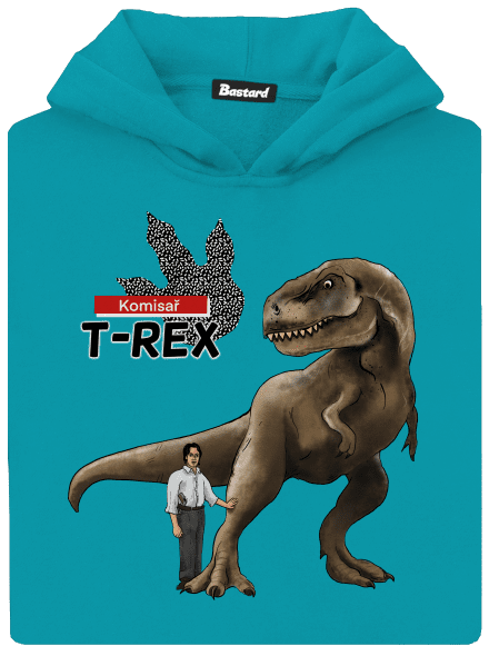 Komisař T-Rex dětská mikina klokanka Hawaiian Blue