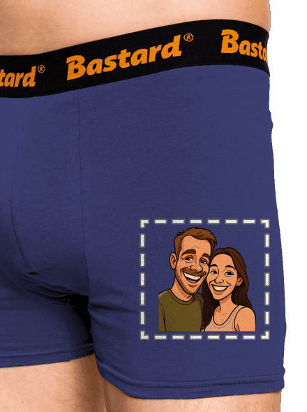 Karikatura z vlastní fotky boxerky Blue Navy