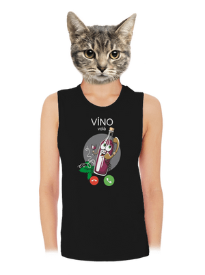 Červené víno volá dámské tílko volné Black