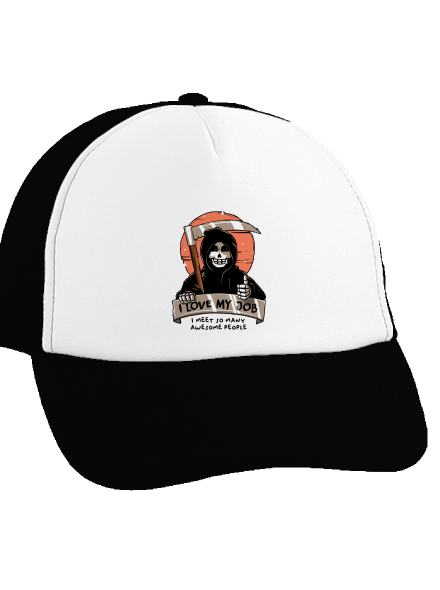 I love my job kšiltovka truckerka Black cap