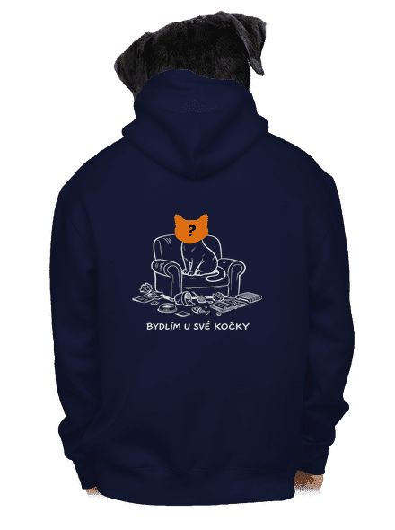 Bydlím u své kočky pánská mikina na zip Navy