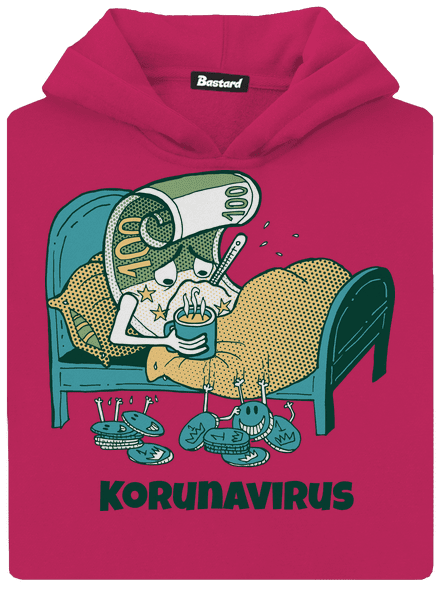 Korunavirus v posteli dětská mikina klokanka Hot Pink