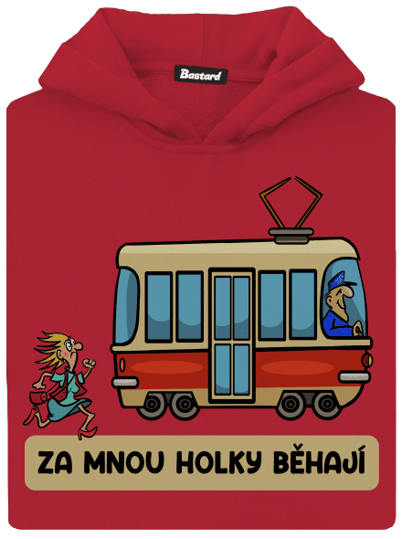 Za mnou holky běhají dětská mikina klokanka Fire Red