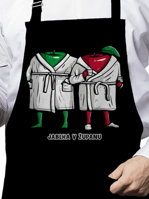 Jablka v županu zástěra Black