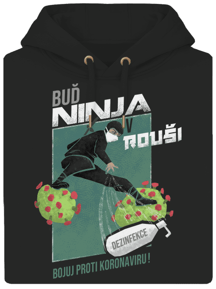Ninja v rouši unisex mikina premium Dark Black