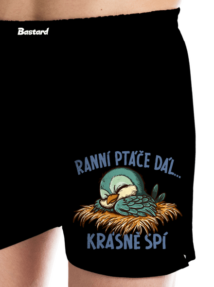 Ranní ptáče spí pánské trenky Black