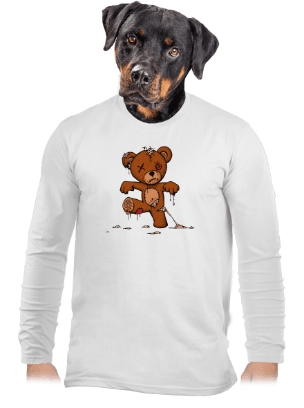 Zombie teddy pánské dlouhý rukáv White