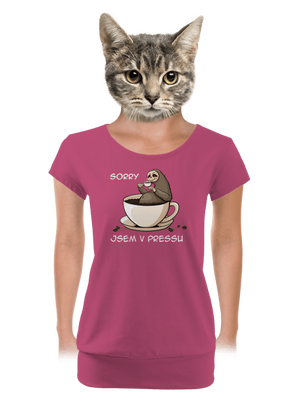 V pressu dámské tričko s lemem Magenta