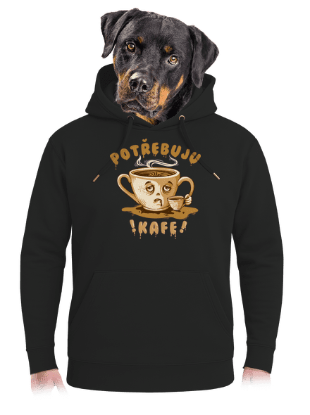 Potřebuju kafe unisex mikina premium Dark Black
