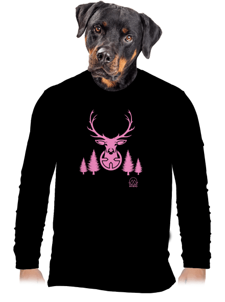 Jelen růžový pánské dlouhý rukáv Black