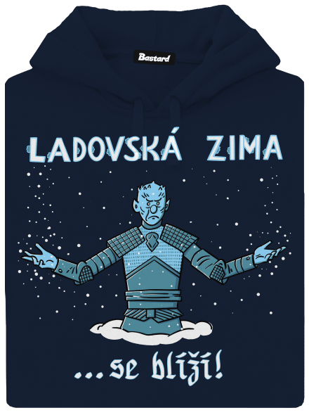 Ladovská zima se blíží pánská mikina klokanka Navy