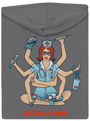 Sestra v akci dámská mikina na zip Steel Gray