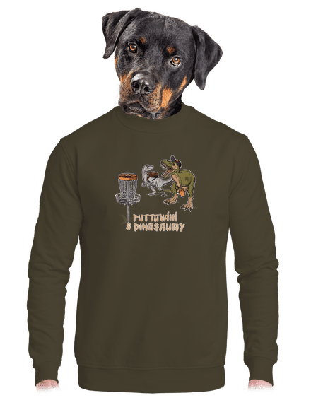 Puttování s dinosaury unisex mikina bez kapuce Urban Khaki