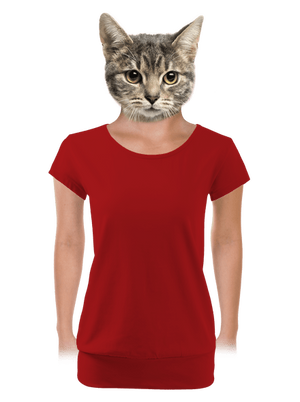 Bez potisku dámské tričko s lemem Red Mal