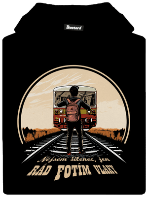 Fotím vlaky dětská mikina klokanka Black