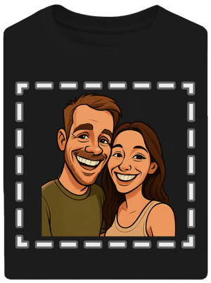 Karikatura z vlastní fotky unisex tričko oversized Black