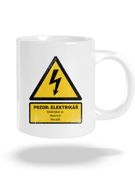 Pozor elektrikář velký hrnek White
