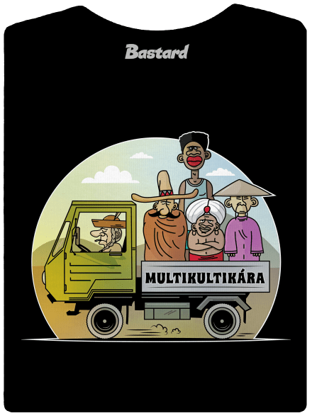 Multikultikára dámské tričko s lemem Black