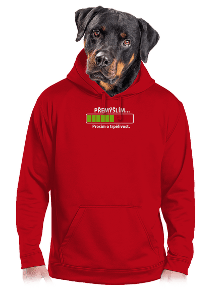 Přemýšlím pánská mikina klokanka Red