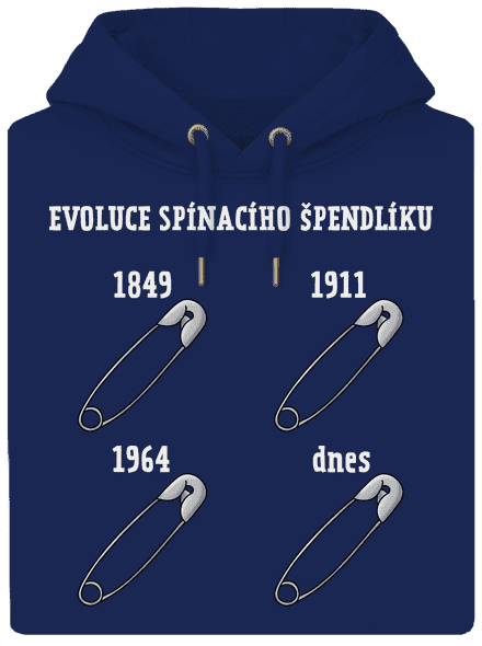 Evoluce spínacího špendlíku unisex mikina premium Navy