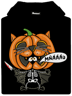 Halloweenská kočička pánská mikina klokanka Black