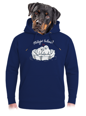 Miluju tulení unisex mikina premium Navy