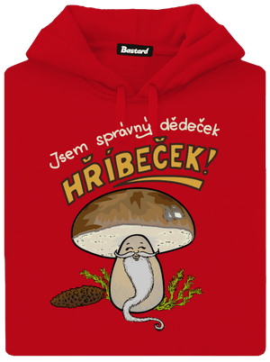 Babka a hříbeček pánská mikina klokanka Red